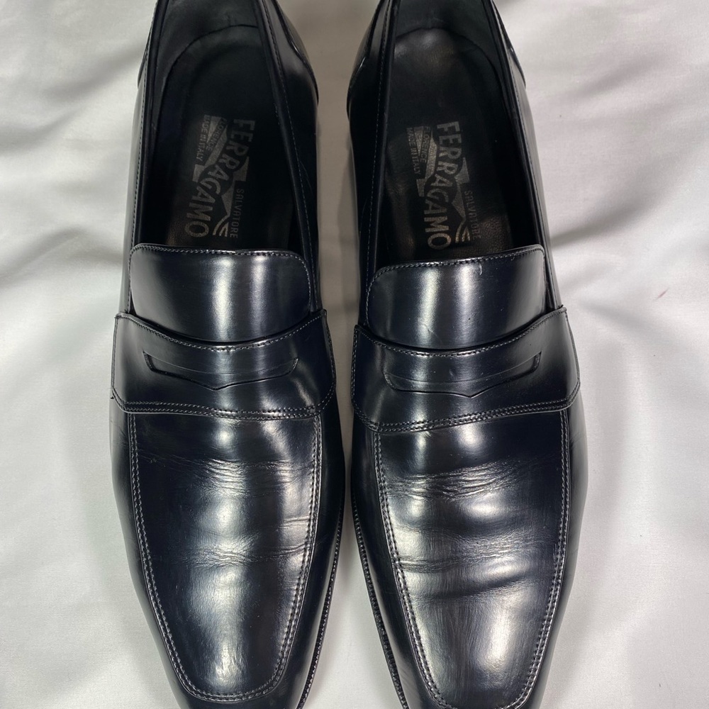 Salvatore Ferragamo Black Leather Penny Loafers Men’s Size 10 D